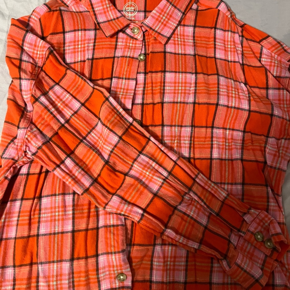 Plaid Orange Kids Shirt